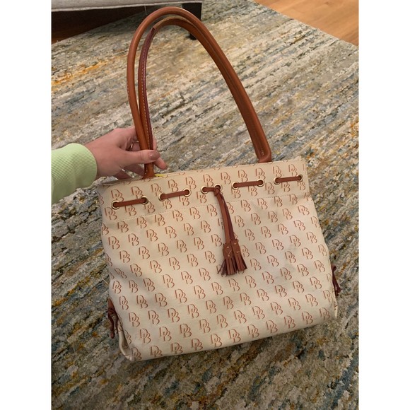 Dooney & Bourke Handbags - Vintage Cream and Gold Canvas Dooney and Bourke Tote